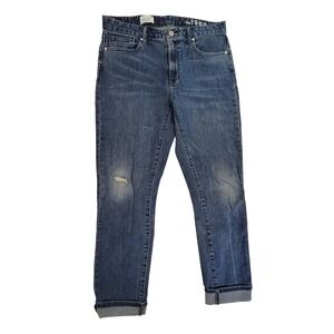 Gap 1969 Always Skinny Jeans Blue Distressed Denim Size 28